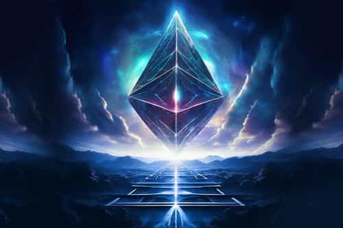 ethereum centered in digital world