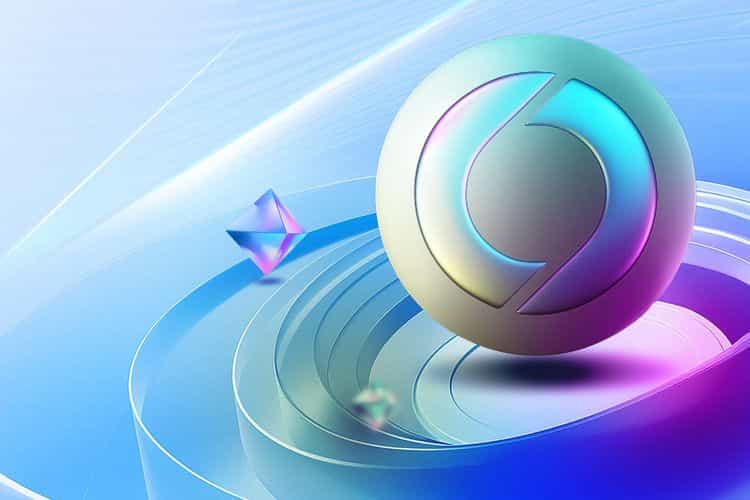 A futuristic digital illustration featuring a glowing sphere with abstract shapes and data streams, symbolizing the Soneium blockchain technology.