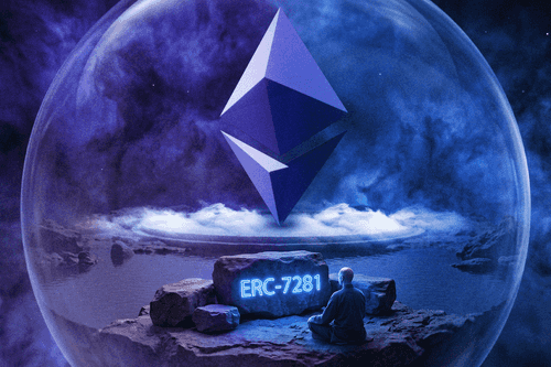 Illustration of ERC-7281 (xERC20) sovereignty in Ethereum bridging, featuring the Ethereum logo protected inside a transparent sphere symbolizing issuer-controlled cross-chain security and risk-limited token transfers.